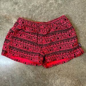 Barely baggies Black and red tribal print